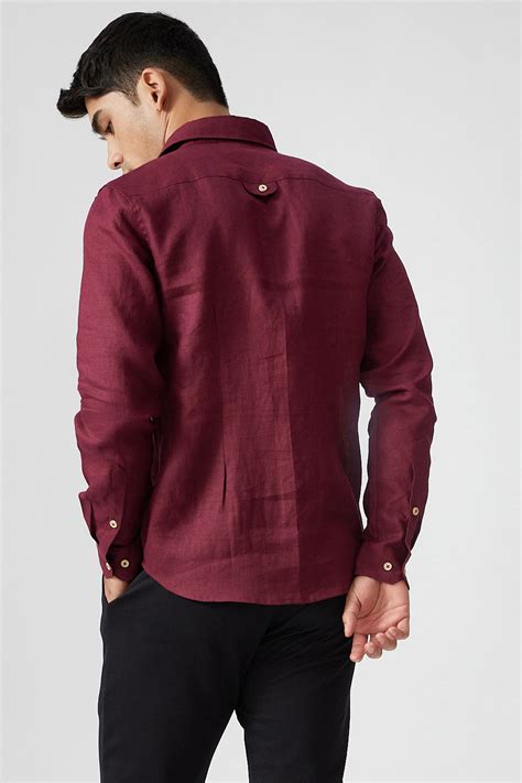 Buy Men's Linen Shirt- Explore Linen Shirt Port Red
