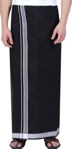 Ethazh Ethazh Cotton Black Solid Grey Border Adjustable Dhoti for Men ...