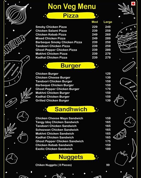 Menu at Youngmugs cafeteria, Pune