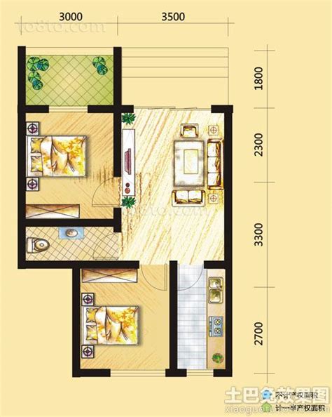 40平方2室一厅户型图,40平方2室一厅,40平方2室一厅装修图_大山谷图库