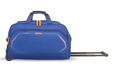 American Tourister Polyester 40 Cms Atom Wheel Duffle Bag, Blue ...