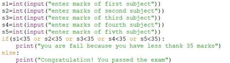 We have been given 5 subjects marks.How to find pass or fail.35 is ...