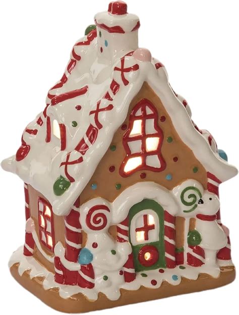 Amazon.com: One Holiday Way 8.75-Inch Lighted Ceramic Gingerbread House ...