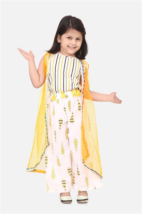 Yellow Crop Top palazzo and Shrug Set – Lilpicks