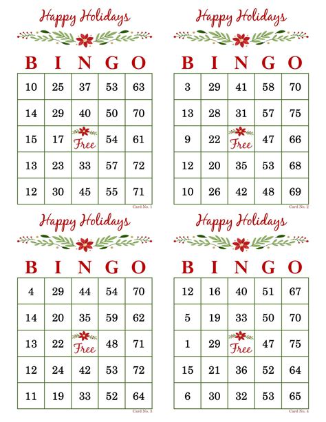 1000 Happy Holidays Bingo Cards Pdf Download, 1, 2, and 4 per Page ...