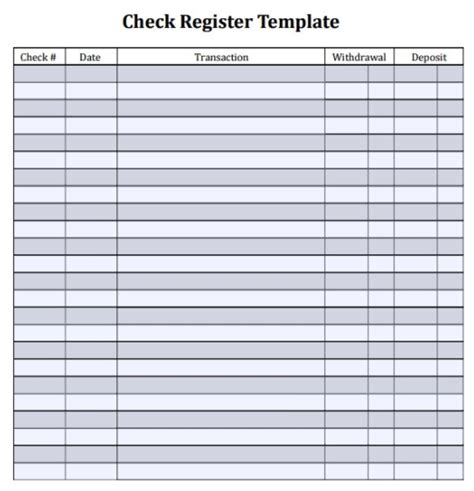 Free Checkbook Register Printable