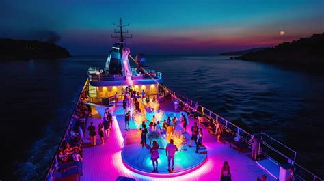 Majestic cruise ship gliding through the mediterranean as night falls ...