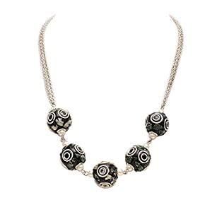 Buy MARUTI BEADS Unique Necklace with Handmade Black Beads Studded with ...