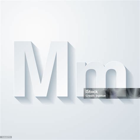 Letter M Uppercase And Lowercase Icon With Paper Cut Effect On Blank ...