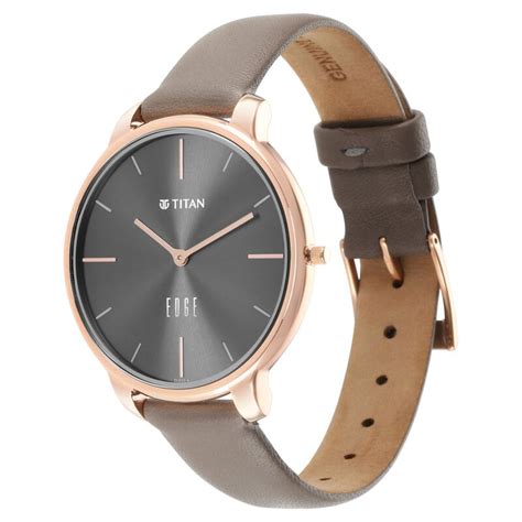 Buy Online Women Edge Black Dial Black Leather Strap Watch - ns2654wl01 ...