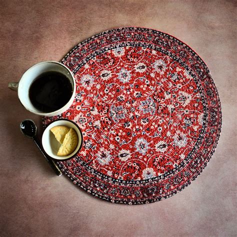 Heritage Printed Table Mat ( Maroon ) – Oblique