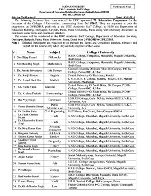 Fillable Online participation list for orientation Programme PRINCIPAL ...