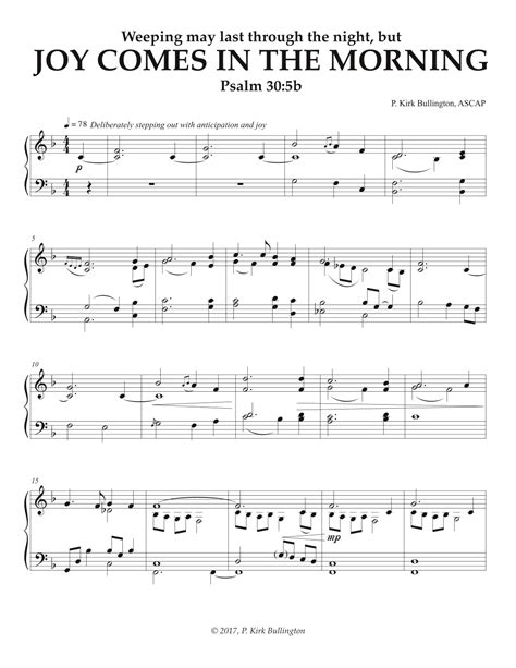 Joy Comes in the Morning by P. Kirk Bullington Sheet Music for Piano ...