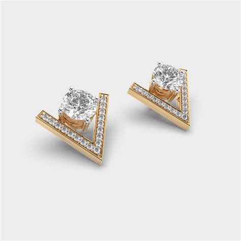 Buy Inverted Shaped Diamond Ear Studs At Jewelbox