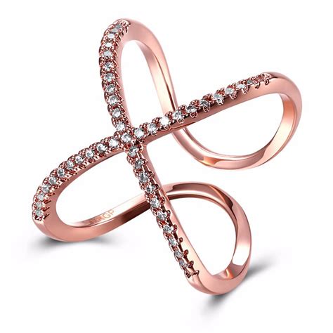 Om Jewells Rose Gold Plated Adjustable Cross Wedding Cross Band Ring ...