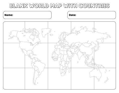 World Map with Countries Printable PDF 的图像结果