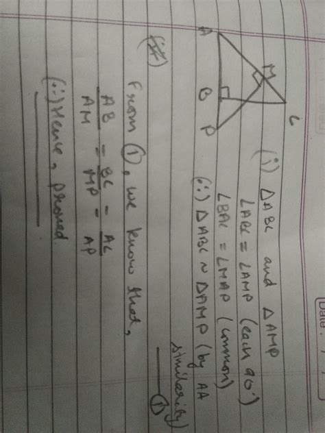 in the given figure . triangle ABC and triangle AMP are two right ...