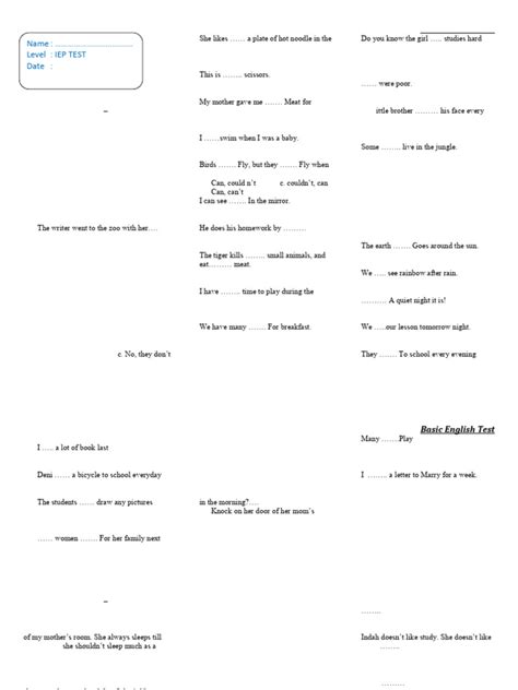 Basic English Test for Beginners 的图像结果