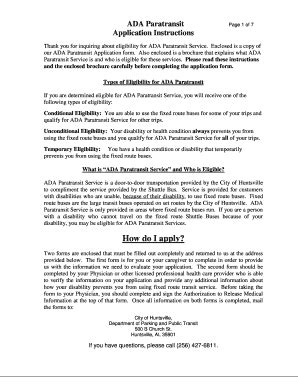 Fillable Online huntsvilleal ADA Paratransit service application - The ...