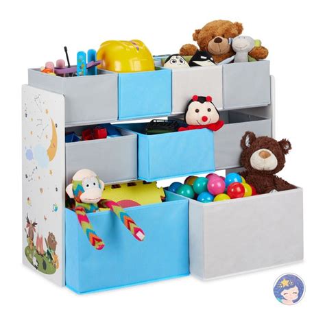 Children's Shelf with Motif and 9 Boxes