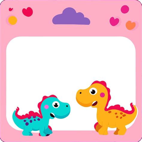 Dinosaur flashcard preschool worksheet frame hand drawn flat stylish ...