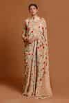 Buy Beige Crepe Hummingbird Print Saree For Women by Masaba Online at ...