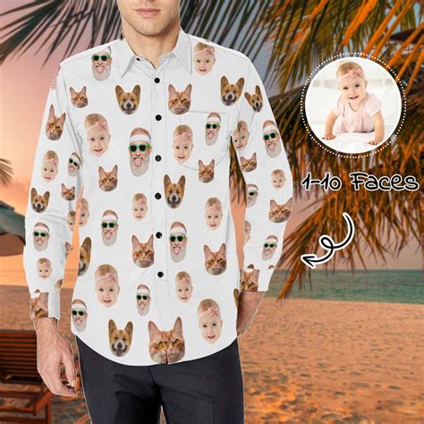 Custom Long Sleeve Shirt, Custom Long Sleeve Button Shirt With Photos ...
