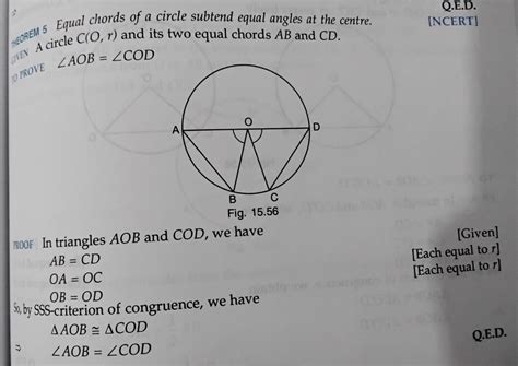 solve this theorem equal chords of a circle subtend equal angles at the ...