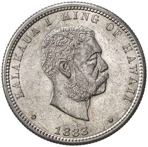 HAWAII: Kalakaua, 1874-1891, AR quarter (hapaha), 1883. AU