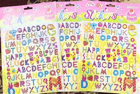 A'SHOP Self Adhesive Cute ABCD/Alphabets/Alpha Designer Stickers for ...