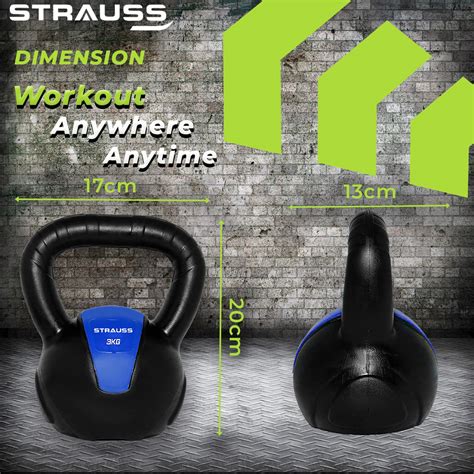 Strauss PVC Kettlebell Weights, 3Kg, (Blue) – StraussSport