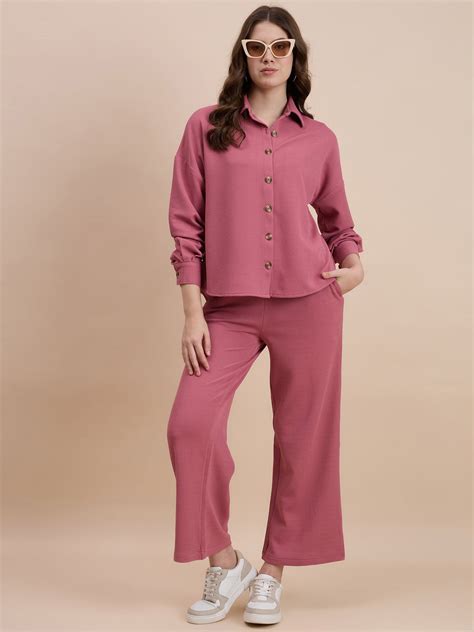 Pink Full Sleeves Regular Fit Shirt by Wyshlist