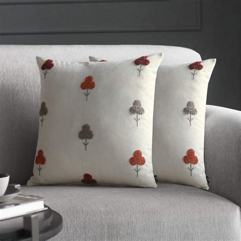 Buy GM Meadow Prints Set of 2 Embroidered Cushion Covers - 60.9x60.9cm ...