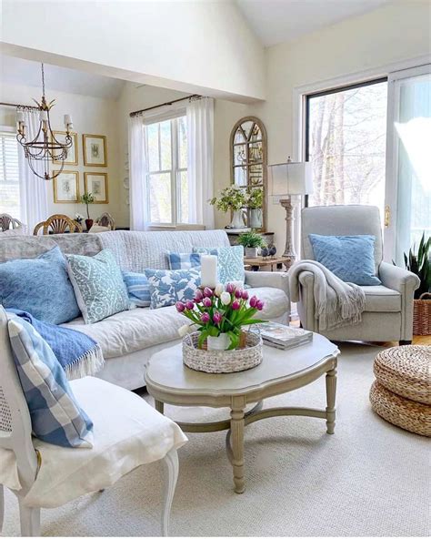Light Blue Throw Pillows on a White Sofa - Soul & Lane