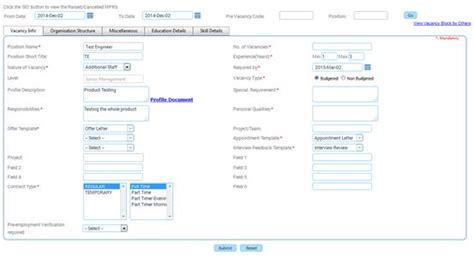 Create Vacancy Role Player