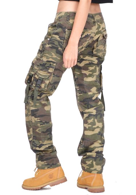 Ladies Womens Army Military Green Camouflage Cargo Pants Jeans Combat ...