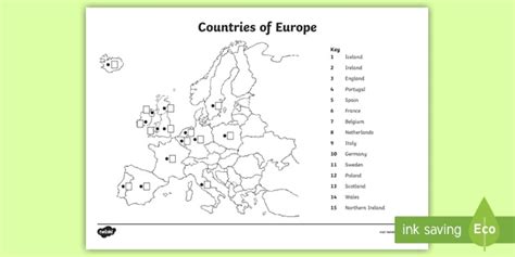 European Countries Map Worksheet | SESE geography