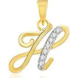 Meenaz Jewellery Gold Plated 'H' Letter Unisex Pendant American Diamond ...