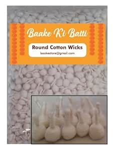 Baake Round Cotton Wicks (500pc) 75gm Diya Batti Ghee Wick Phool Batti ...