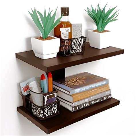 UNICORN ENT. Engineered Wood Wall Shelf, Glossy Finish, Pack of 2 ...