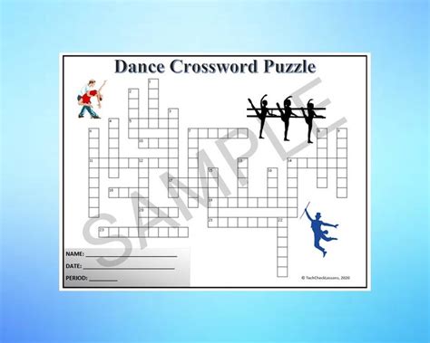 Dance Crossword Puzzle / Printable Worksheet DIGITAL DOWNLOAD - Etsy