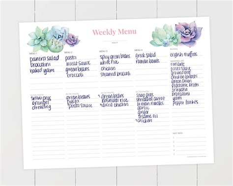 Buy Menu Planner | Plan Four Mix and Match Meals | Printable Meal ...