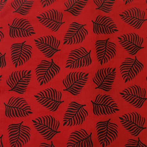 Pre-cut 2.30 meter Pure Cotton Discharge Dabu Maroon With Black Fern L ...