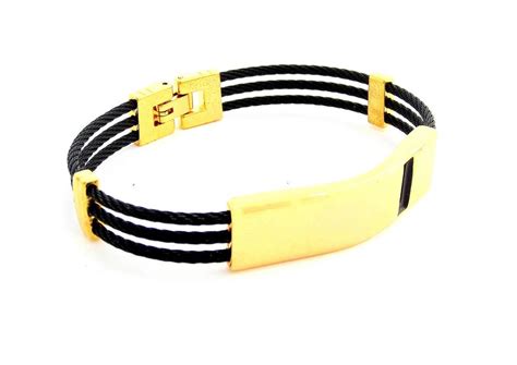 Buy ZIVOM® Black Wire Gold Plate Designer Cuff Kada Free Size Openable ...