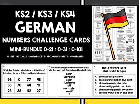 GERMAN NUMBERS CHALLENGE CARDS MINI-BUNDLE | Teaching Resources