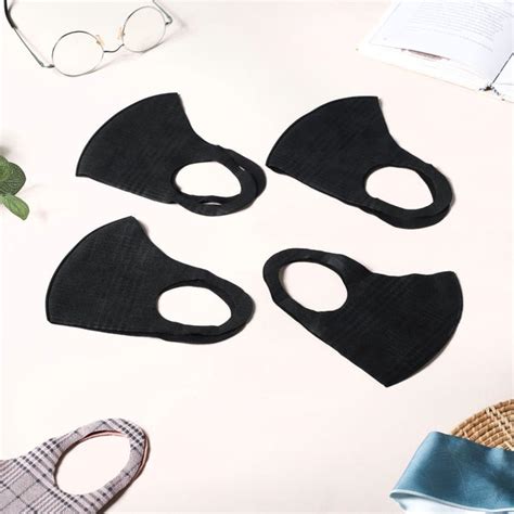 Checkered Pollution Protect Face Mask Black Set Of 4 Online - Premium ...
