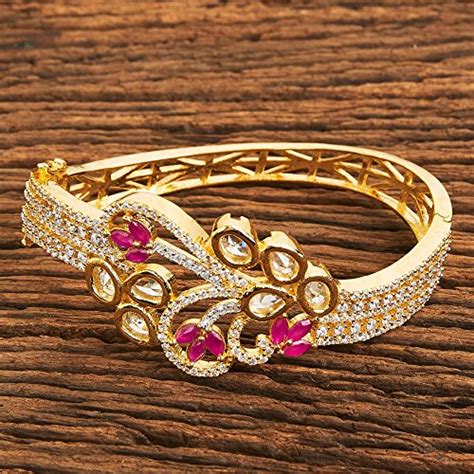 Buy K Mangalam Gold Plated American Diamond Openable Dual Tone Plating ...