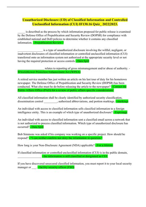 Unauthorized Disclosure (UD) of Classified Information and Controlled ...