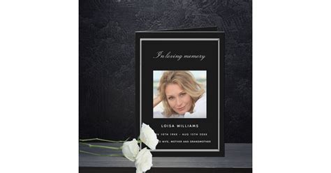 Black white photo funeral program | Zazzle