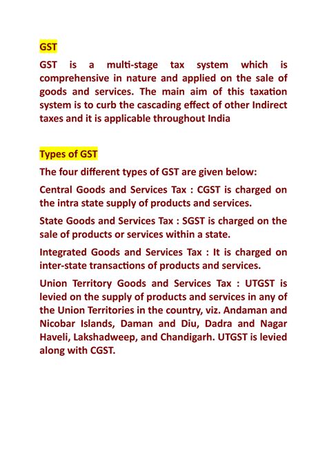 GST- Meaning, Types of GST, Advantages - GST GST is a multi-stage tax ...